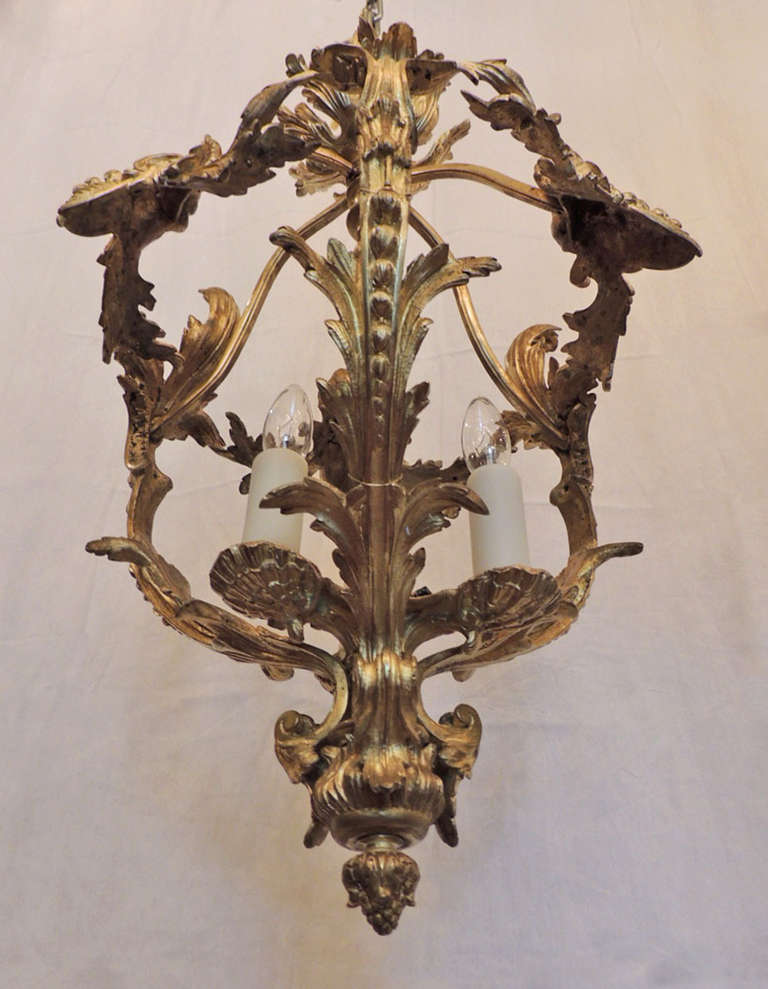 20th Century Pair of Early 20th C French Bronze Chandeliers