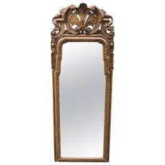 Mid 18th C English Queen Anne Giltwood and Etched Mirror