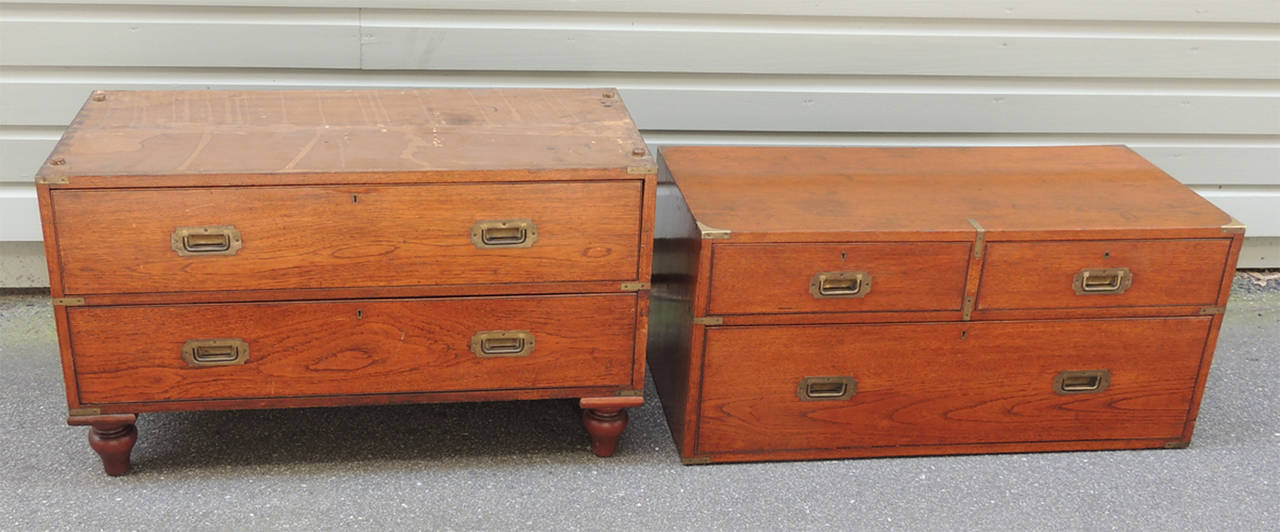 Mid-19th Century English Teak Campaign Chest with Label 5