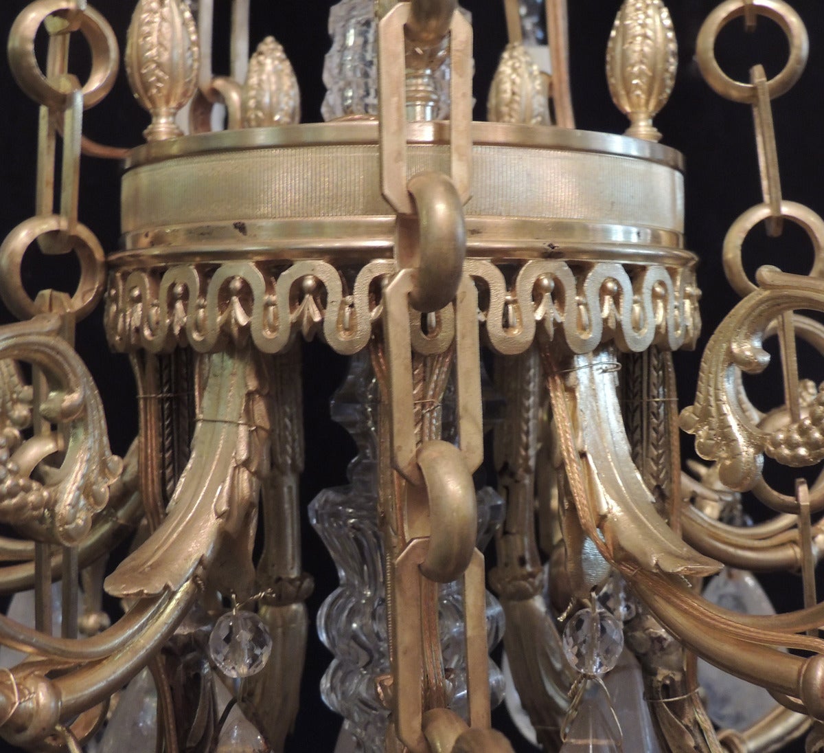 Bronze Early 19th Century Russian Empire Rock Crystal Chandelier