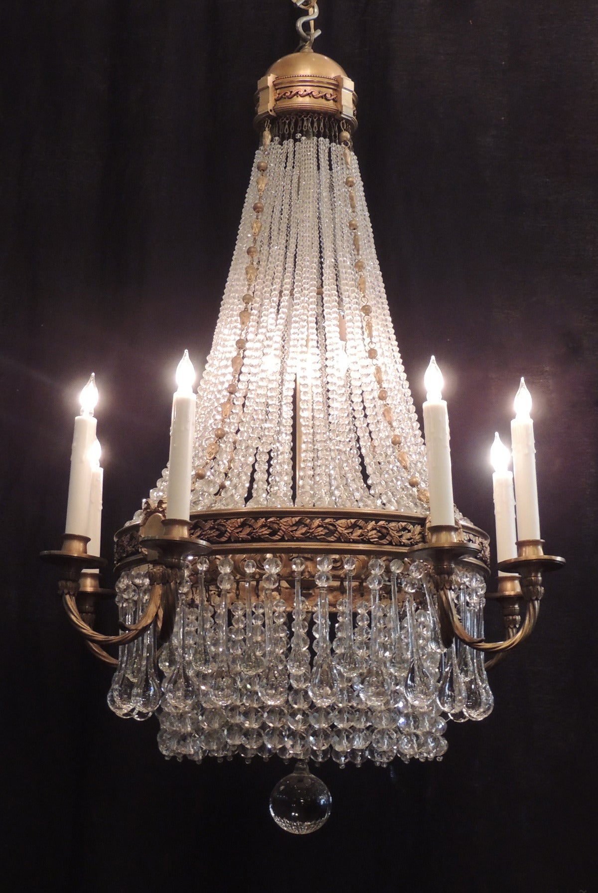 Early 20th C French Empire Style Crystal Chandelier 3