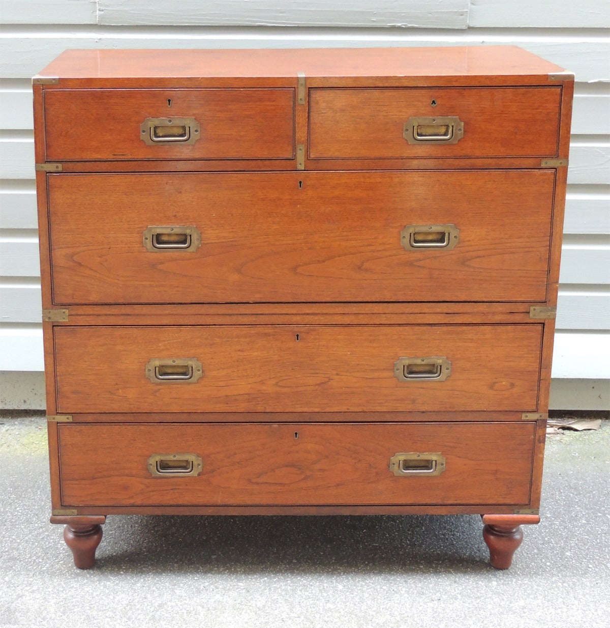Mid-19th Century English Teak Campaign Chest with Label 1