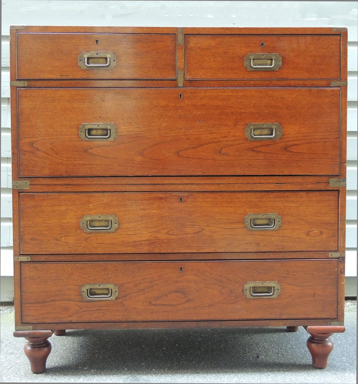 Mid-19th Century English Teak Campaign Chest with Label In Excellent Condition In Charleston, SC