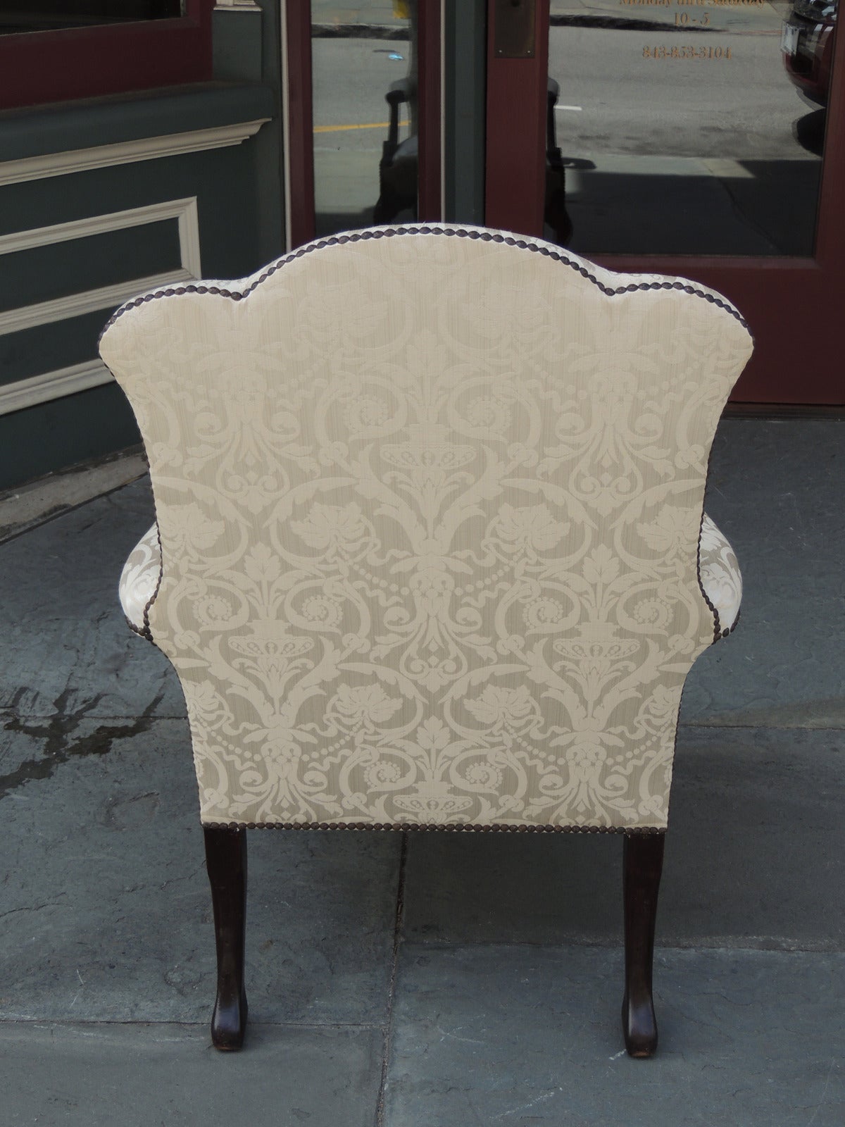 Set of Four Late 19th Century English Mahogany Library Chairs with White Silk 3