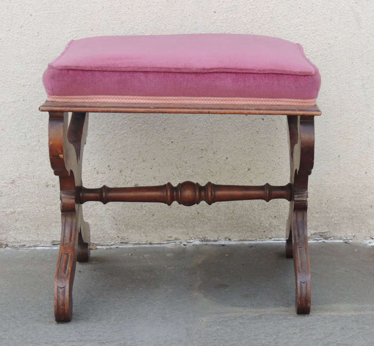 British Late 19th C English Regency Pine and Walnut Bench