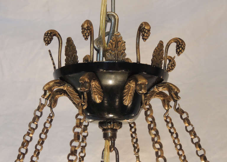 19th Century Late 19th C French Empire Bronze and Crystal Chandelier