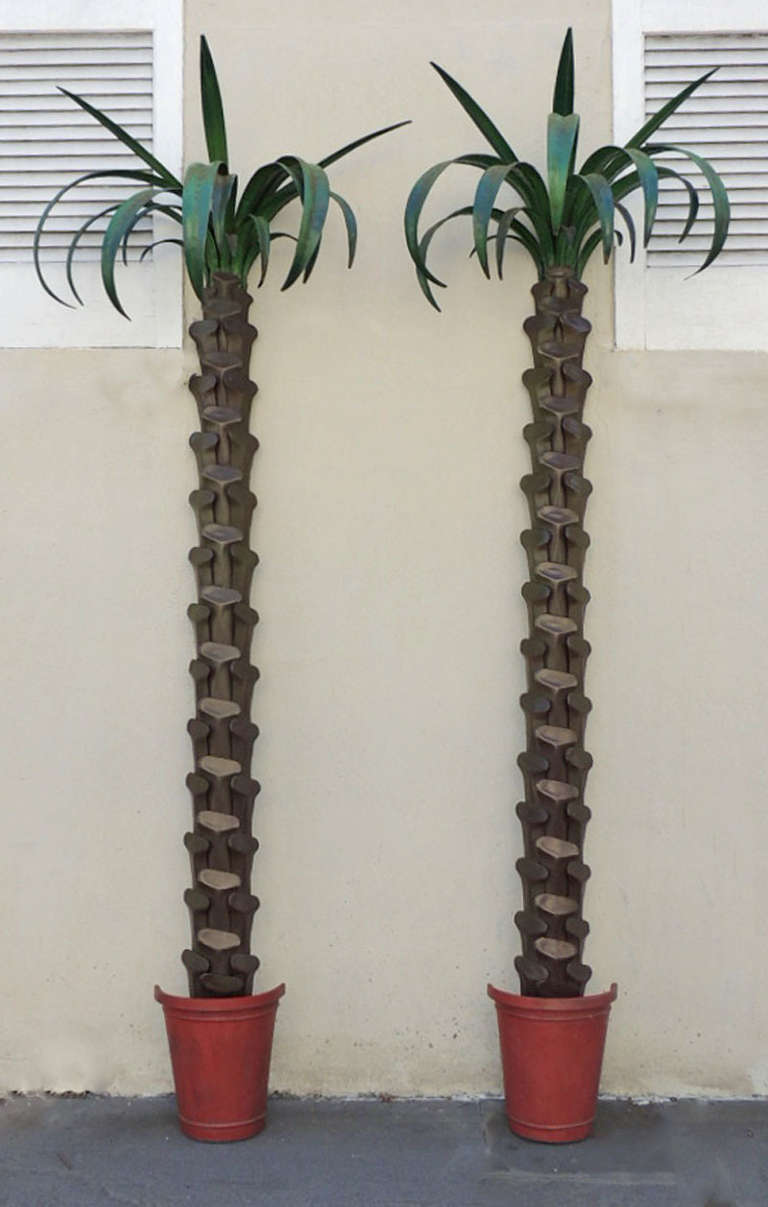Pair of 20th C French Tole Palm Trees Inspired by Maison Jansen 2