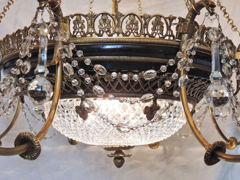 Late 19th C French Empire Bronze and Crystal Chandelier 4