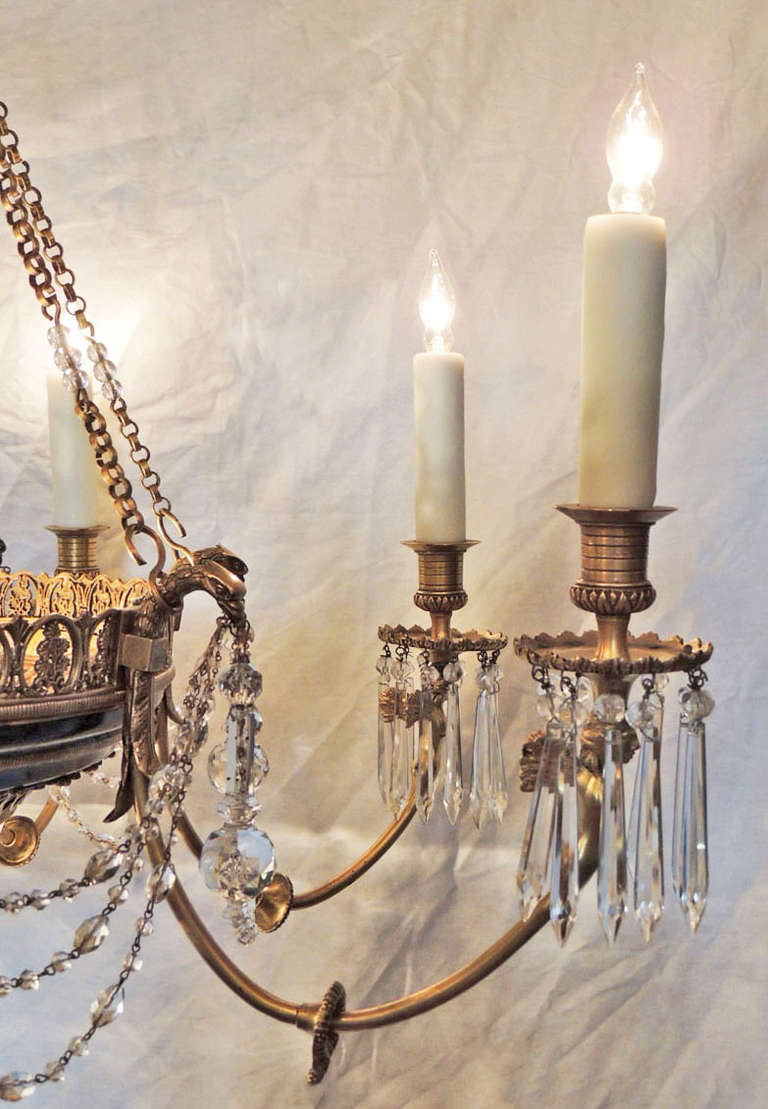 Late 19th C French Empire Bronze and Crystal Chandelier 5