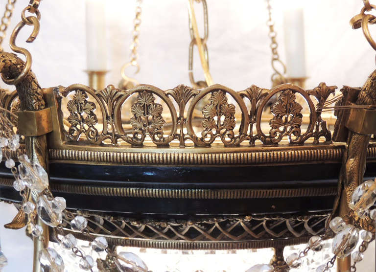 Late 19th C French Empire Bronze and Crystal Chandelier 3