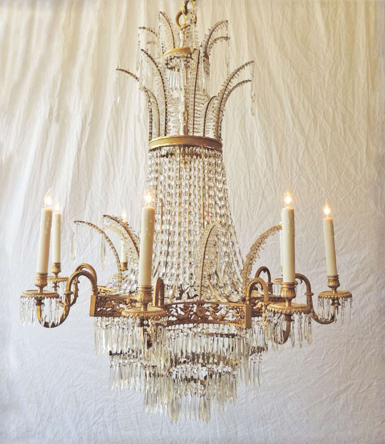 Late 19th Century Russian Empire Bronze and Crystal Chandelier 7