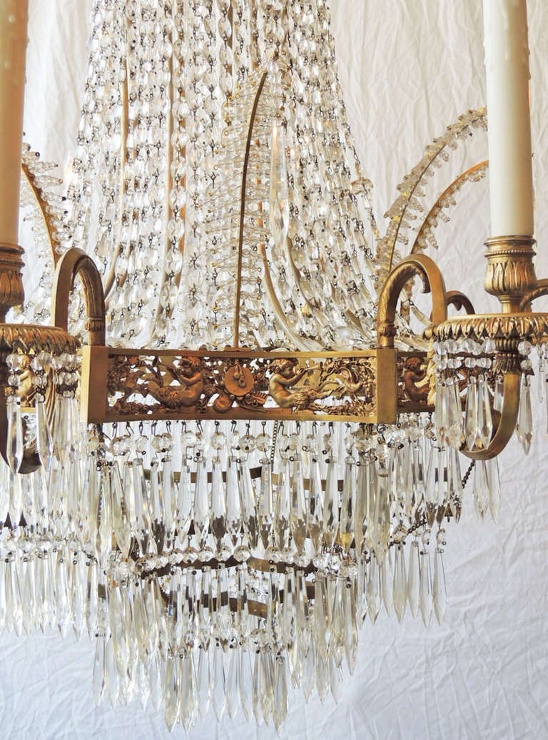Late 19th Century Russian Empire Bronze and Crystal Chandelier 6