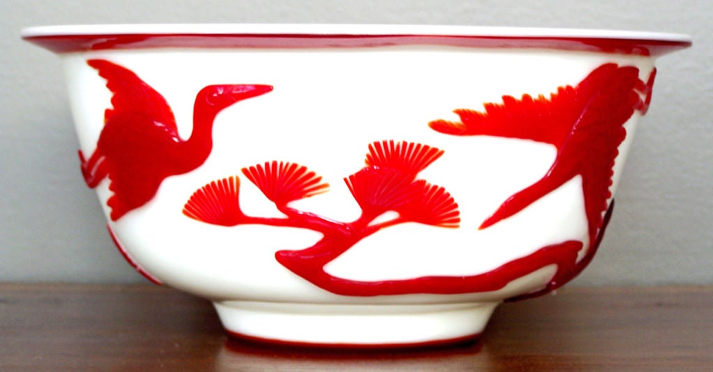 A vibrant Peking glass bowl.