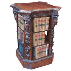19th C English Carved Walnut Bookmill or Bookcase