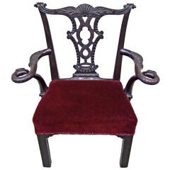 British Colonial Carved Arm Chair