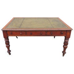 English 1820's Mahogany Leather-Topped Library Table