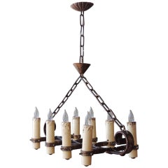 Mid 20th C Spanish Iron Chandelier