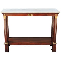 Late 18th C French Empire Mahogany and Marble Console Table