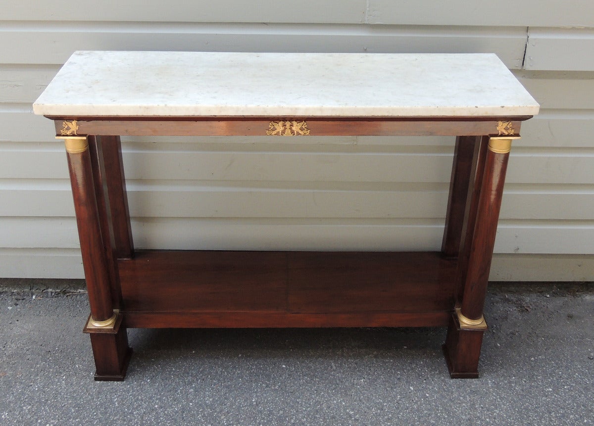 Late 18th C French Empire Mahogany and Marble Console Table In Excellent Condition In Charleston, SC