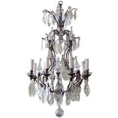 Early 20th Century French Crystal and Bronze Chandelier 8
