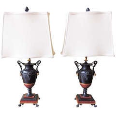 Pair of 1830s French Marble and D'Ore Bronze Lamps