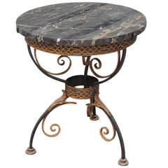 Early 20th C French Iron and Marble Table