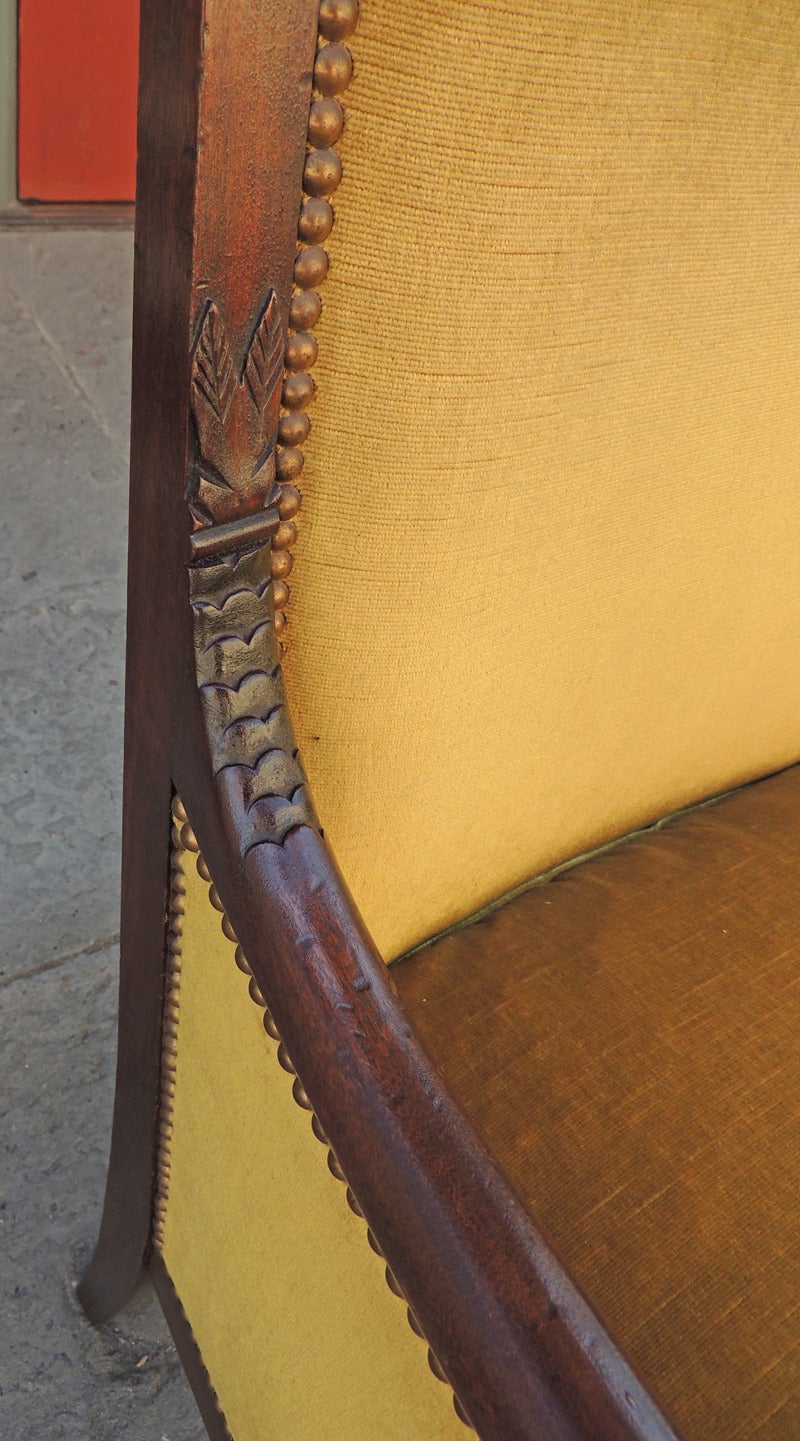 Pair of Directoire French Carved Mahogany Dolphin Armchairs In Excellent Condition In Charleston, SC