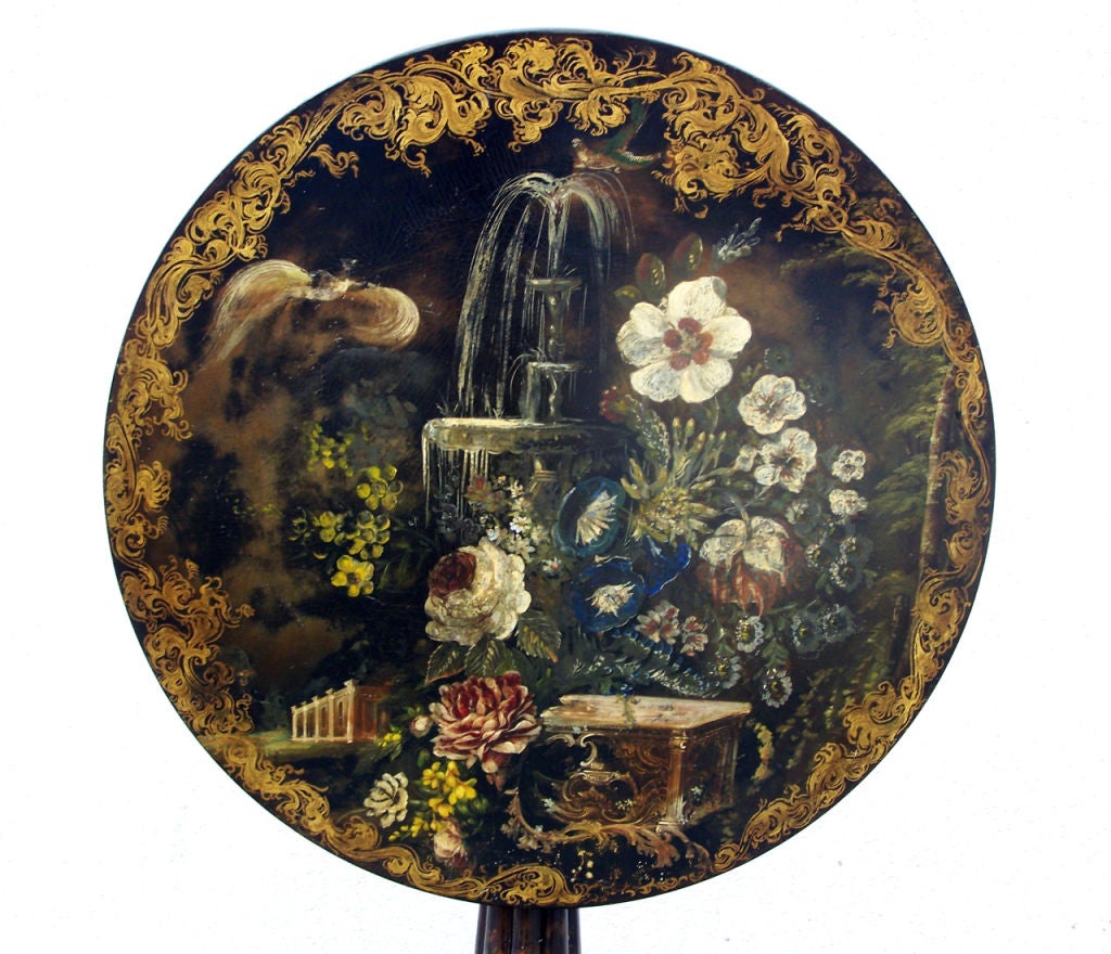 English Papier-Mache Tilt-Top Table