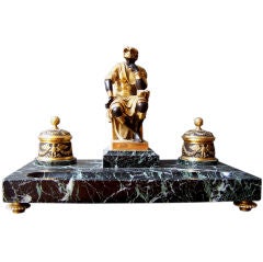 D'ore Bronze and Marble Inkwell