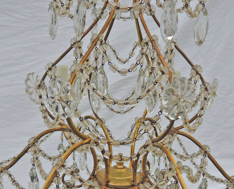 20th Century Early 20th C Italian Iron and Crystal Chandelier