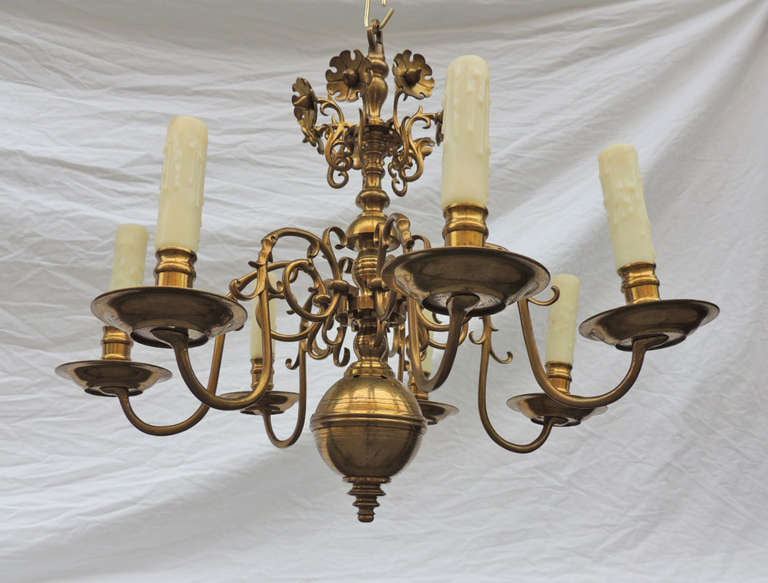 Late-18th Century Dutch or English Hand-Spun and Caste Brass Chandelier 1