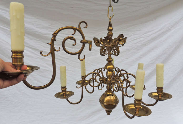 Late-18th Century Dutch or English Hand-Spun and Caste Brass Chandelier 2