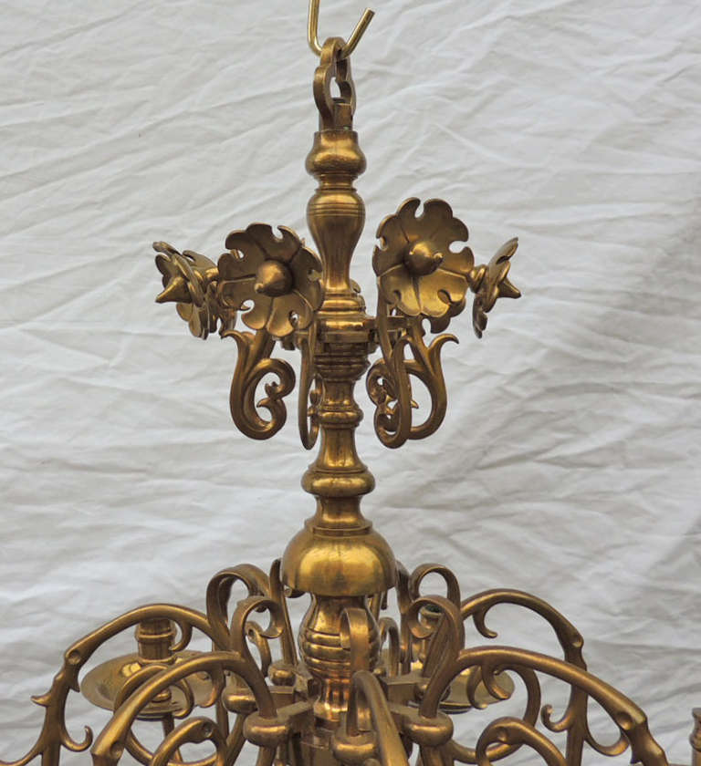 Late-18th Century Dutch or English Hand-Spun and Caste Brass Chandelier 3