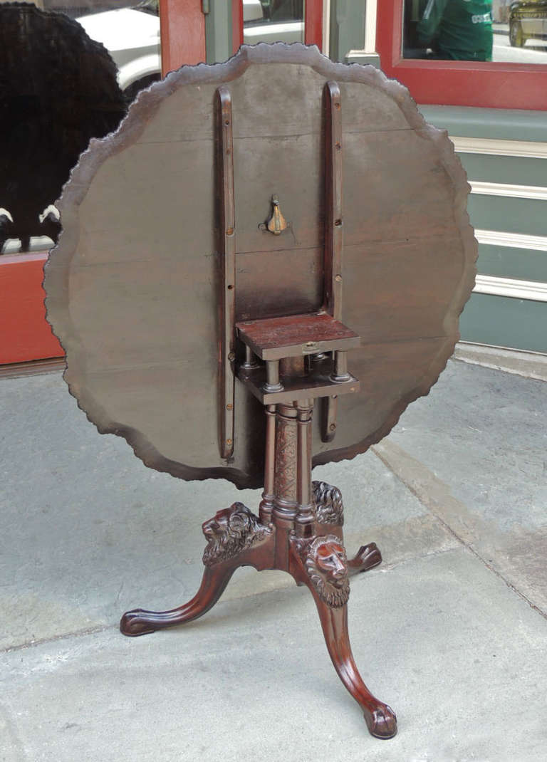 18th Century Irish Chippendale Tilt Top Pie Crust Table 2