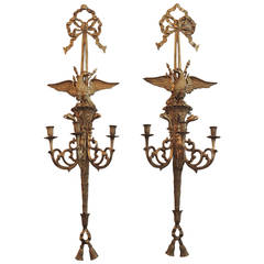 Pair of Early 19th C English Regency Carved Gilt Sconces