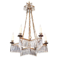 19th C French Régence Crystal and Bronze Chandelier