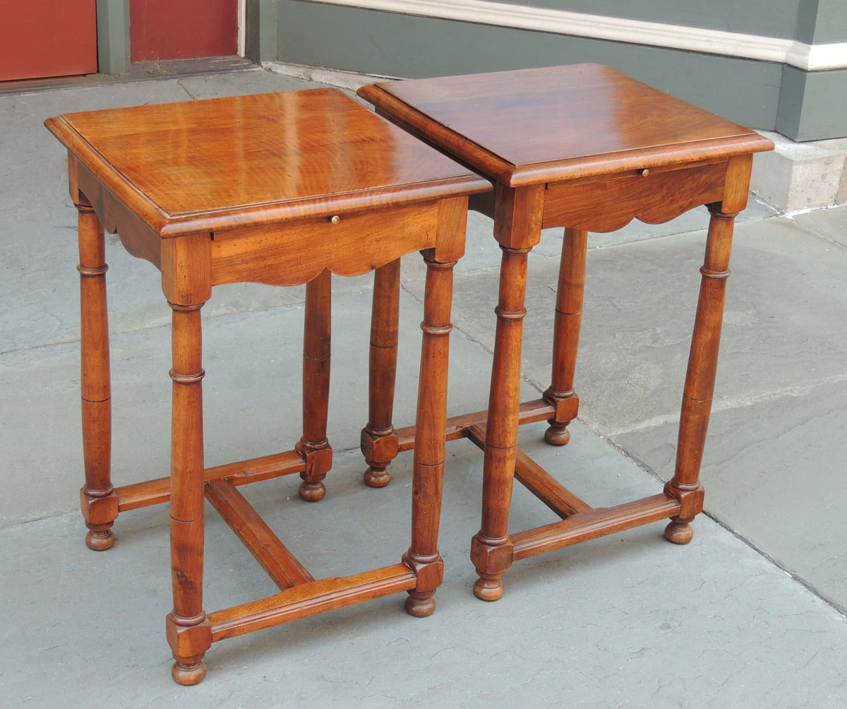 18th Century Pair of Directoire French Provincial Walnut Tables