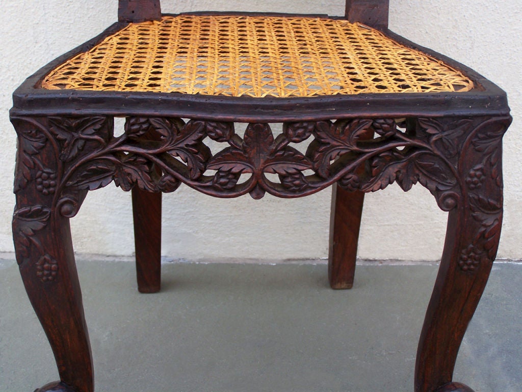 Pair of Anglo-Indian Carved Chairs In Excellent Condition In Charleston, SC