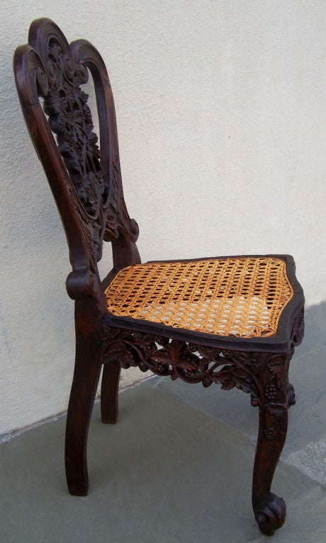 Rosewood Pair of Anglo-Indian Carved Chairs