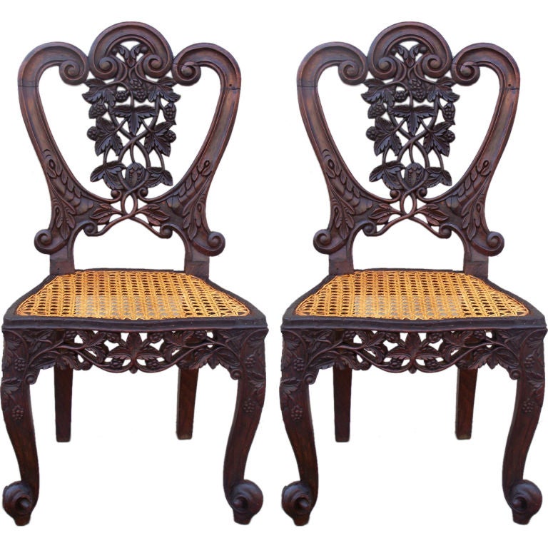 Pair of Anglo-Indian Carved Chairs