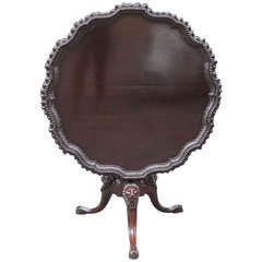 18th Century Irish Chippendale Tilt Top Pie Crust Table