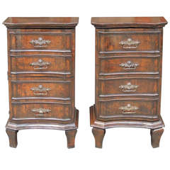 Pair of 18th C Italian Pine and Walnut Commodes