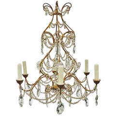 Early 20th C Italian Iron and Crystal Chandelier