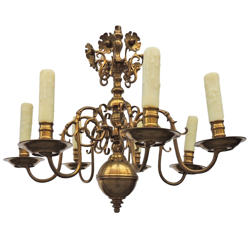 Late-18th Century Dutch or English Hand-Spun and Caste Brass Chandelier