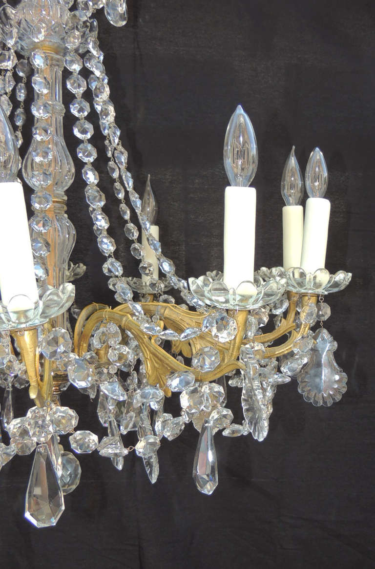 Bronze Mid-19th Century Baccarat Quality French Chandelier