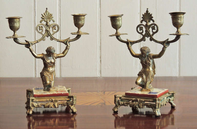 Early 19th C English Regency Bronze Candlesticks 3