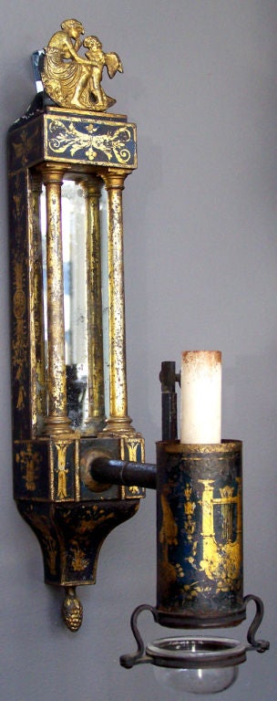 Pair of  Rare French Tole Sconces 1