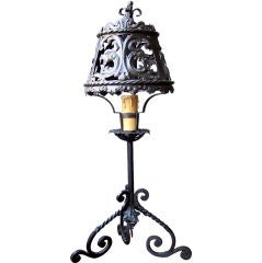 Spanish Tole and Iron Tripod Lamp
