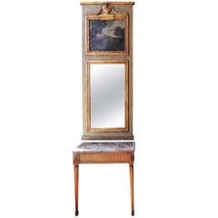 18th C Italian Console and Matching Trumeau Mirror
