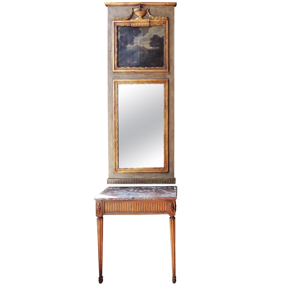 18th C Italian Console and Matching Trumeau Mirror